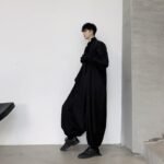 Japan Retro Fashion Streetwear Men Loose Casua Pants Overalls Harem Pant Jumpsuit Drop Crotch Jumpsuit
