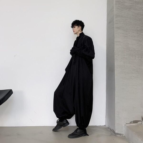 Japan Retro Fashion Streetwear Men Loose Casua Pants Overalls Harem Pant Jumpsuit Drop Crotch Jumpsuit