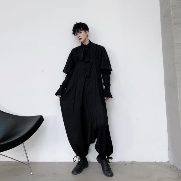 Japan Retro Fashion Streetwear Men Loose Casua Pants Overalls Harem Pant Jumpsuit Drop Crotch Jumpsuit