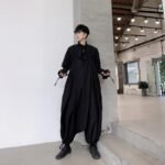Japan Retro Fashion Streetwear Men Loose Casua Pants Overalls Harem Pant Jumpsuit Drop Crotch Jumpsuit