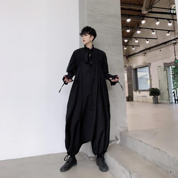 Japan Retro Fashion Streetwear Men Loose Casua Pants Overalls Harem Pant Jumpsuit Drop Crotch Jumpsuit