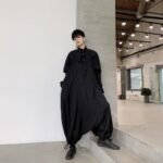 Japan Retro Fashion Streetwear Men Loose Casua Pants Overalls Harem Pant Jumpsuit Drop Crotch Jumpsuit