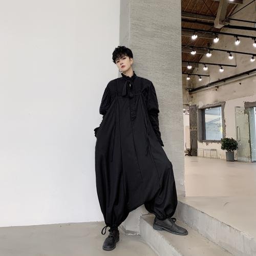 Japan Retro Fashion Streetwear Men Loose Casua Pants Overalls Harem Pant Jumpsuit Drop Crotch Jumpsuit