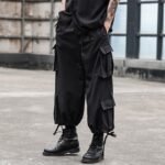 Men Multi-pocket Loose Straight Drawstring Casual Cargo Pant