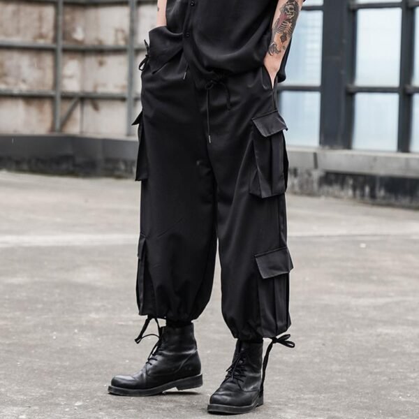 Men Multi-pocket Loose Straight Drawstring Casual Cargo Pant