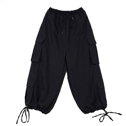 Men Multi-pocket Loose Straight Drawstring Casual Cargo Pant
