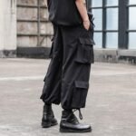 Men Multi-pocket Loose Straight Drawstring Casual Cargo Pant