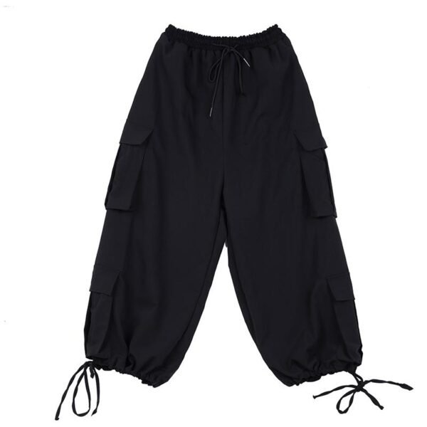 Men Multi-pocket Loose Straight Drawstring Casual Cargo Pant