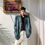 Men's Retro Fashion Suit Coat Jacket Stage Fashion Show Clothes