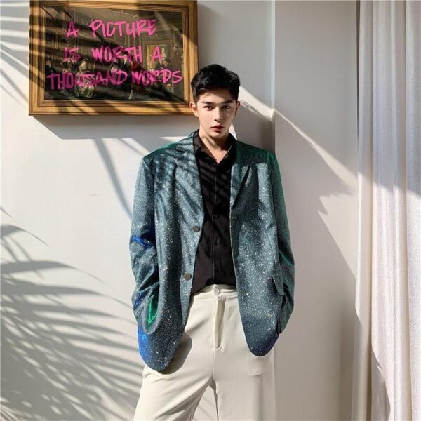 Men's Retro Fashion Suit Coat Jacket Stage Fashion Show Clothes