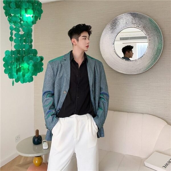Men's Retro Fashion Suit Coat Jacket Stage Fashion Show Clothes