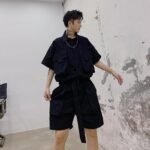 Men Summer Short Sleeve Casual A Piece Jumpsuit Cargo Pant Male Streetwear Hip Hop Overalls Jumpsuit Harem Trousers