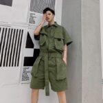 Men Summer Short Sleeve Casual A Piece Jumpsuit Cargo Pant Male Streetwear Hip Hop Overalls Jumpsuit Harem Trousers
