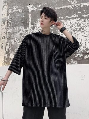 Men's short sleeve diamond striped T-shirt