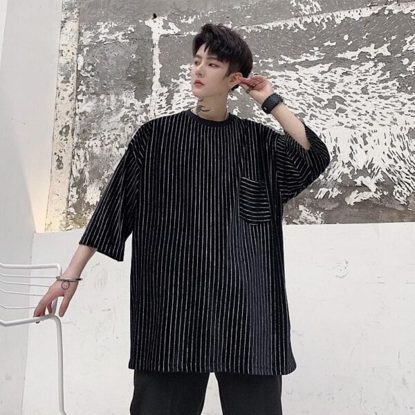 Men's short sleeve diamond striped T-shirt