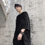 Men's short sleeve diamond striped T-shirt