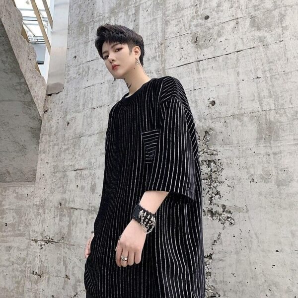 Men's short sleeve diamond striped T-shirt