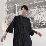 Men's short sleeve diamond striped T-shirt