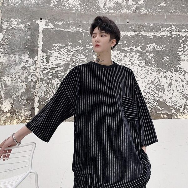 Men's short sleeve diamond striped T-shirt