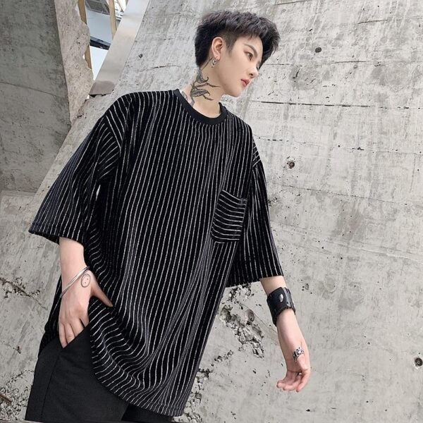 Men's short sleeve diamond striped T-shirt