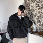 Retro Short Jacket Men's Streetwear Hip Hop Cargo Coat Jacket