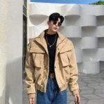 Retro Short Jacket Men's Streetwear Hip Hop Cargo Coat Jacket