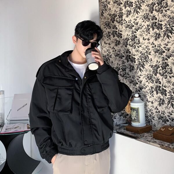 Retro Short Jacket Men's Streetwear Hip Hop Cargo Coat Jacket