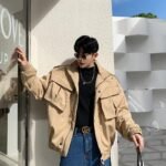 Retro Short Jacket Men's Streetwear Hip Hop Cargo Coat Jacket