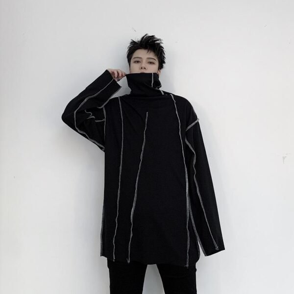 Men Turtleneck Long Sleeve Shirts Black Turtleneck Pullover Shirt