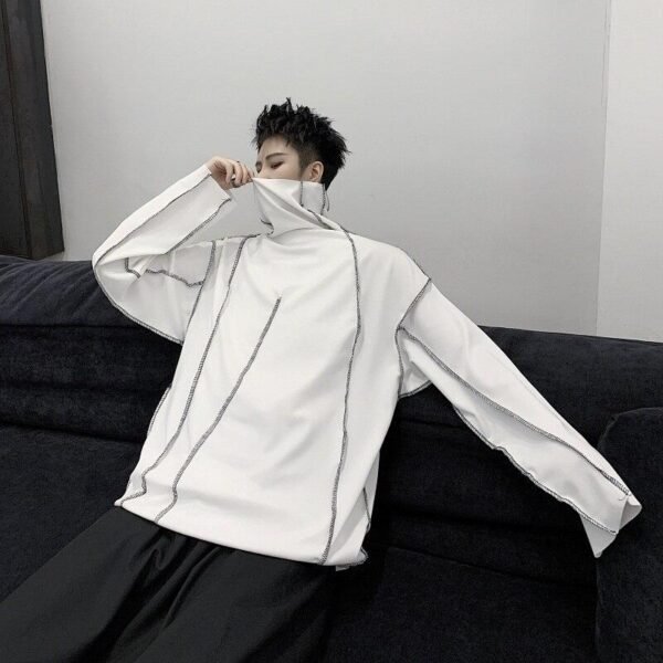 Men Turtleneck Long Sleeve Shirts Black Turtleneck Pullover Shirt