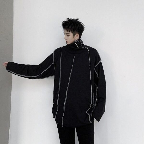 Men Turtleneck Long Sleeve Shirts Black Turtleneck Pullover Shirt