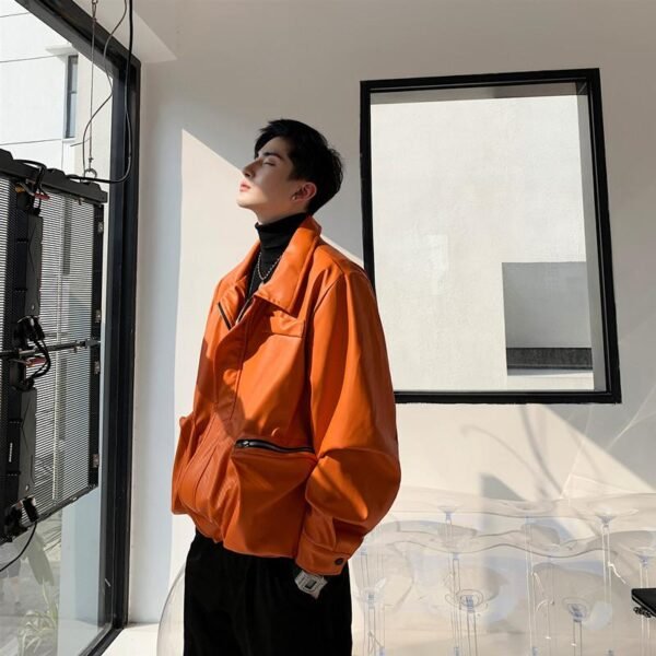 Men's Retro Loose Casual Leather Jacket Men