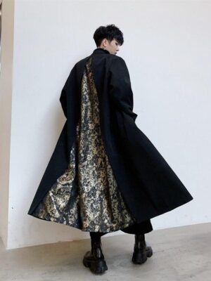 Fashion Streetwear Black Cardigan Black Long Coat Mens Trench Coat