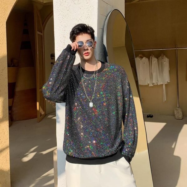 Couple reflective sequin pullover sweatshirt