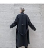 F419 New Men's Long Windbreaker Stand Collar Over The Knee Loose Trendy Casual Jacket