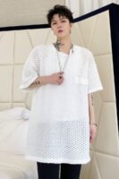 KK1665/P65 Hollow Round Neck Loose Short Sleeve T-shirt