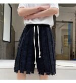 Kk1611 / P90 solid color patchwork design hair beard denim shorts