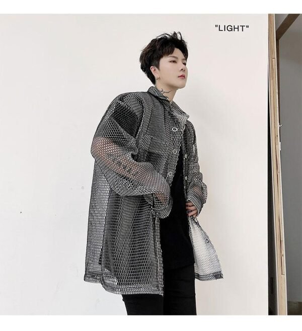 KK1662/P115 Mesh Hollow Edging Solid Color Loose Sunscreen Windbreaker Jacket