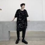 Graffiti Loose Dark Short-sleeved T-shirt Creative Tailoring Designer Top