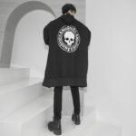Korean Fashion Men's Windbreaker Jacket Zip Up Jacket Long Skull Jacket