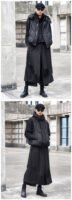 X090P95 Original Design Dark Black Mountain Yoji Style Loose Double Wide-leg Cropped Culottes