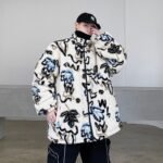 KK390 Personality Printed Lamb Wool Quilted Jacket