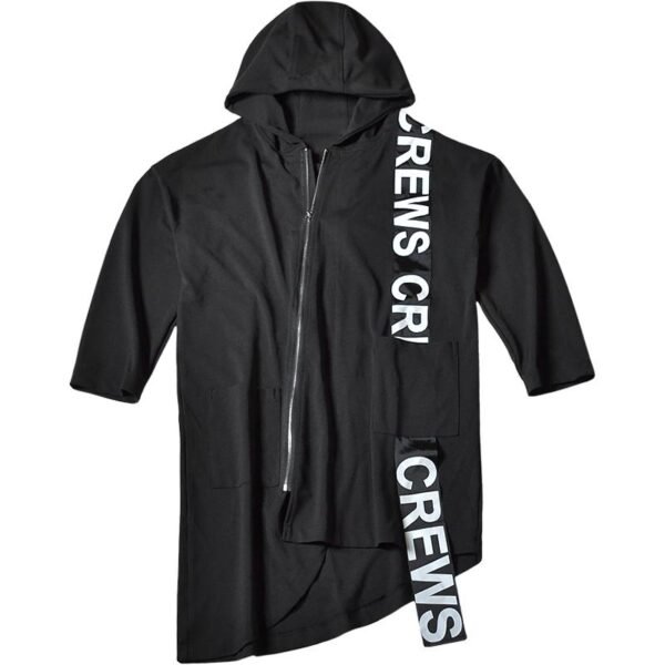 Fashion Loose Jacket Zip Up Jacket Long Black Jacket Mens