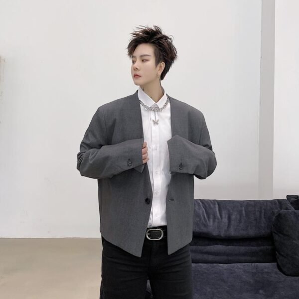 KK1585/P165 Detachable Colorblock Collar Short Jacket Suit