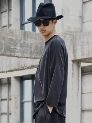 Original Design New Dark Series Yamamoto Yaosi Style Zipper Long Sleeve T-shirt