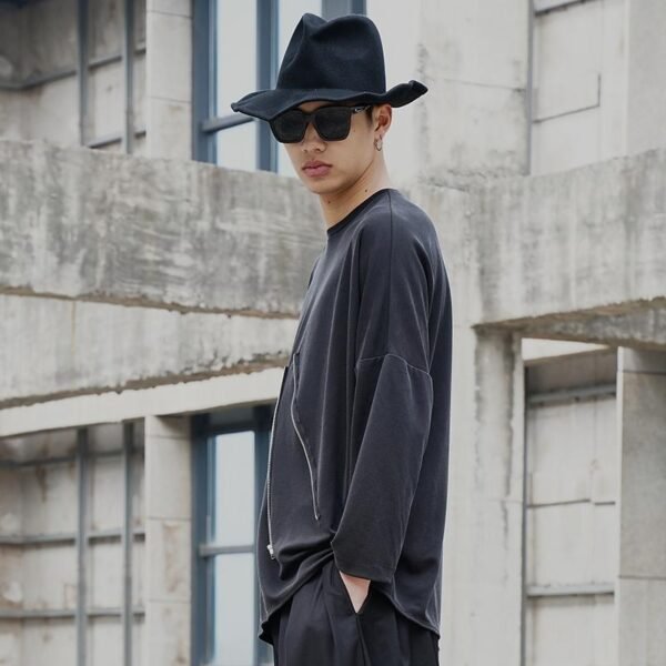 Original Design New Dark Series Yamamoto Yaosi Style Zipper Long Sleeve T-shirt