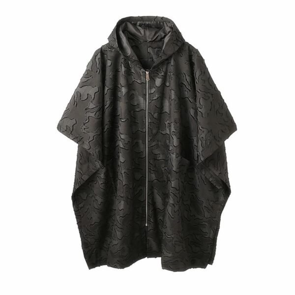 687 Yamamoto Dark Wind High Set Three Dimensional Pattern Hooded Cloak Medium Long Windbreaker Trend