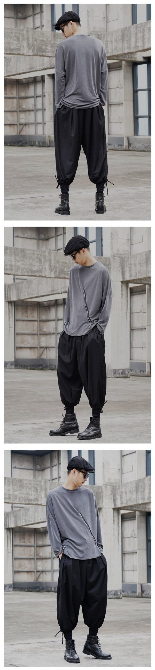 Original Design New Dark Yamamoto Style Zipper Long Sleeve T-shirt