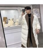 KK864P235 Winter Plaid Collar Fake Two-piece Design Men's Mid-length Cotton Jacket