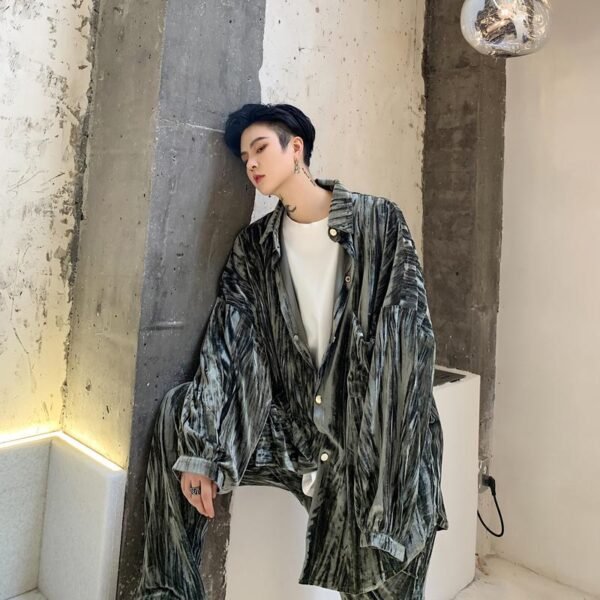 Street Fashion Velvet Suit Green Velvet Pant Suit Mens